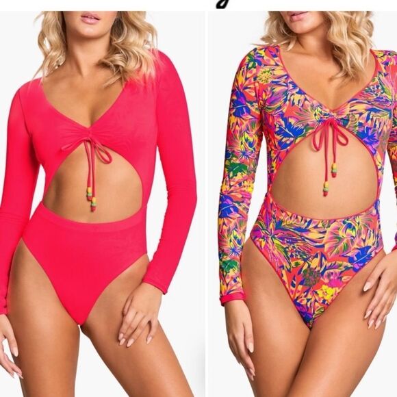 Maaji Cherry Red Rose Long Sleeve Hotsell Surf One Piece sz S NWT $174 - Picture 1 of 6